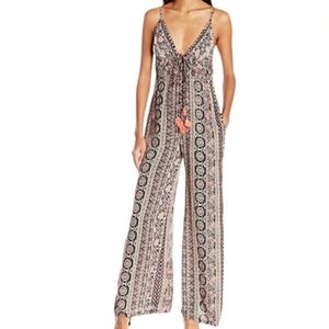 Angie Black and Cream Patterned Jumpsuit